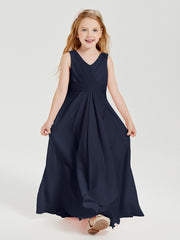 Boho Long Chiffon Bridesmaid Dresses Cascading Skirt Dark Navy