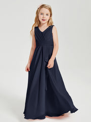 Boho Long Chiffon Bridesmaid Dresses Cascading Skirt Dark Navy