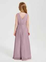 Boho Long Chiffon Bridesmaid Dresses Cascading Skirt Dusk