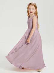 Boho Long Chiffon Bridesmaid Dresses Cascading Skirt Dusk