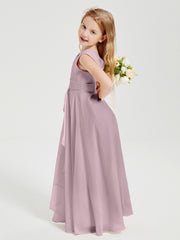 Boho Long Chiffon Bridesmaid Dresses Cascading Skirt Dusk