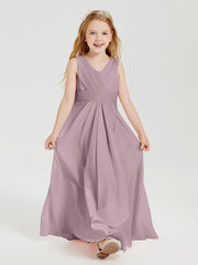Boho Long Chiffon Bridesmaid Dresses Cascading Skirt Dusk
