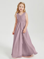 Boho Long Chiffon Bridesmaid Dresses Cascading Skirt Dusk