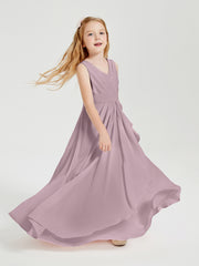 Boho Long Chiffon Bridesmaid Dresses Cascading Skirt Dusk