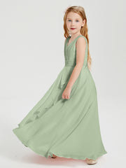 Boho Long Chiffon Bridesmaid Dresses Cascading Skirt Dusty Sage