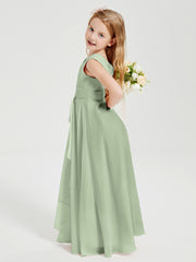 Boho Long Chiffon Bridesmaid Dresses Cascading Skirt Dusty Sage