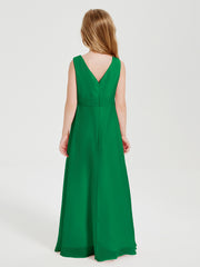 Boho Long Chiffon Bridesmaid Dresses Cascading Skirt Emerald