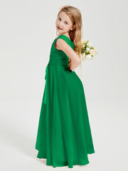 Boho Long Chiffon Bridesmaid Dresses Cascading Skirt Emerald