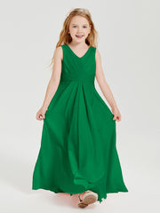 Boho Long Chiffon Bridesmaid Dresses Cascading Skirt Emerald