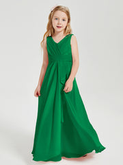 Boho Long Chiffon Bridesmaid Dresses Cascading Skirt Emerald