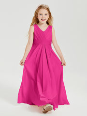 Boho Long Chiffon Bridesmaid Dresses Cascading Skirt Fuchsia