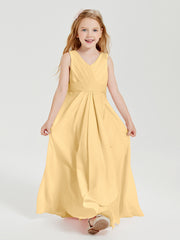 Boho Long Chiffon Bridesmaid Dresses Cascading Skirt Gold