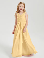 Boho Long Chiffon Bridesmaid Dresses Cascading Skirt Gold