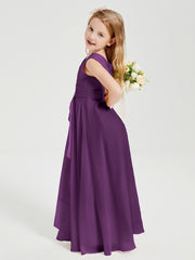 Boho Long Chiffon Bridesmaid Dresses Cascading Skirt Grape