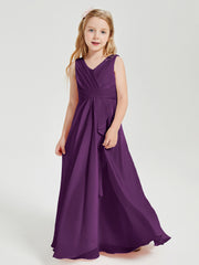 Boho Long Chiffon Bridesmaid Dresses Cascading Skirt Grape