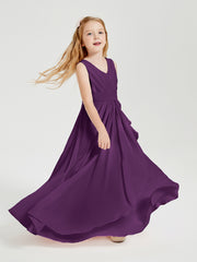 Boho Long Chiffon Bridesmaid Dresses Cascading Skirt Grape