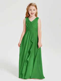 Boho Long Chiffon Bridesmaid Dresses Cascading Skirt Green