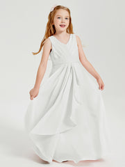 Boho Long Chiffon Bridesmaid Dresses Cascading Skirt Ivory