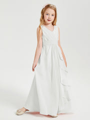 Boho Long Chiffon Bridesmaid Dresses Cascading Skirt Ivory