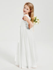 Boho Long Chiffon Bridesmaid Dresses Cascading Skirt Ivory