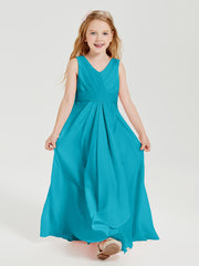 Boho Long Chiffon Bridesmaid Dresses Cascading Skirt Jade