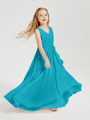Boho Long Chiffon Bridesmaid Dresses Cascading Skirt Jade