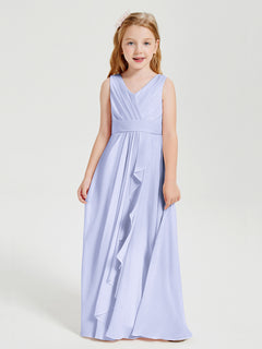 Boho Long Chiffon Bridesmaid Dresses Cascading Skirt Lavender