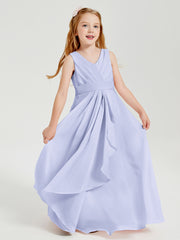 Boho Long Chiffon Bridesmaid Dresses Cascading Skirt Lavender