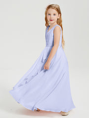 Boho Long Chiffon Bridesmaid Dresses Cascading Skirt Lavender
