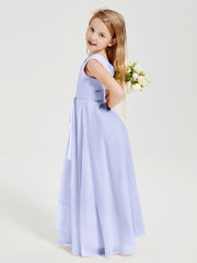 Boho Long Chiffon Bridesmaid Dresses Cascading Skirt Lavender