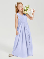 Boho Long Chiffon Bridesmaid Dresses Cascading Skirt Lavender