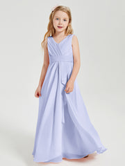Boho Long Chiffon Bridesmaid Dresses Cascading Skirt Lavender