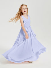 Boho Long Chiffon Bridesmaid Dresses Cascading Skirt Lavender