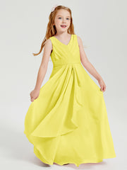 Boho Long Chiffon Bridesmaid Dresses Cascading Skirt Lemon