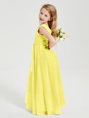 Boho Long Chiffon Bridesmaid Dresses Cascading Skirt Lemon