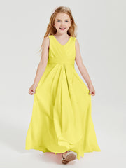 Boho Long Chiffon Bridesmaid Dresses Cascading Skirt Lemon