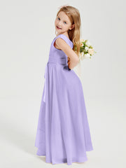 Boho Long Chiffon Bridesmaid Dresses Cascading Skirt Lilac