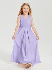 Boho Long Chiffon Bridesmaid Dresses Cascading Skirt Lilac