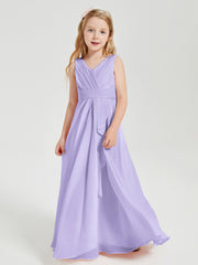 Boho Long Chiffon Bridesmaid Dresses Cascading Skirt Lilac