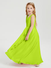 Boho Long Chiffon Bridesmaid Dresses Cascading Skirt Lime Green