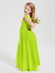 Boho Long Chiffon Bridesmaid Dresses Cascading Skirt Lime Green