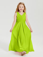 Boho Long Chiffon Bridesmaid Dresses Cascading Skirt Lime Green