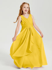 Boho Long Chiffon Bridesmaid Dresses Cascading Skirt Marigold