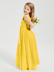 Boho Long Chiffon Bridesmaid Dresses Cascading Skirt Marigold