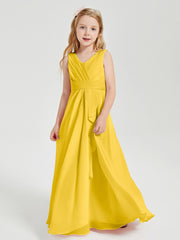 Boho Long Chiffon Bridesmaid Dresses Cascading Skirt Marigold