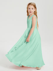 Boho Long Chiffon Bridesmaid Dresses Cascading Skirt Mint Green
