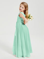 Boho Long Chiffon Bridesmaid Dresses Cascading Skirt Mint Green