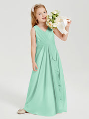 Boho Long Chiffon Bridesmaid Dresses Cascading Skirt Mint Green