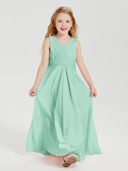 Boho Long Chiffon Bridesmaid Dresses Cascading Skirt Mint Green