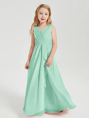 Boho Long Chiffon Bridesmaid Dresses Cascading Skirt Mint Green